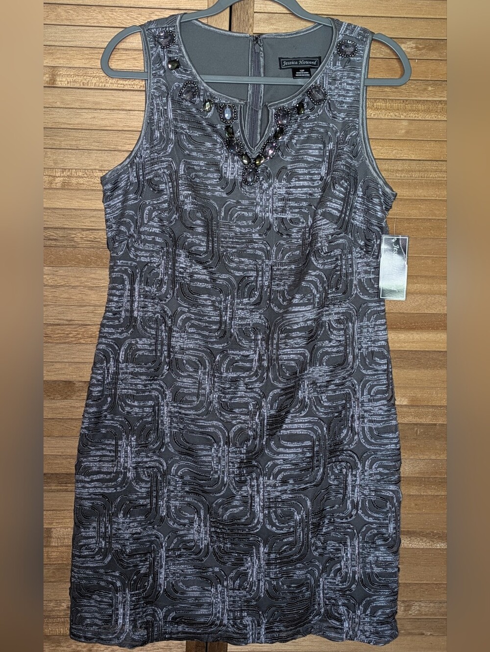 Jessica Howard Silver Gray Beaded Embellished Dress Bodice